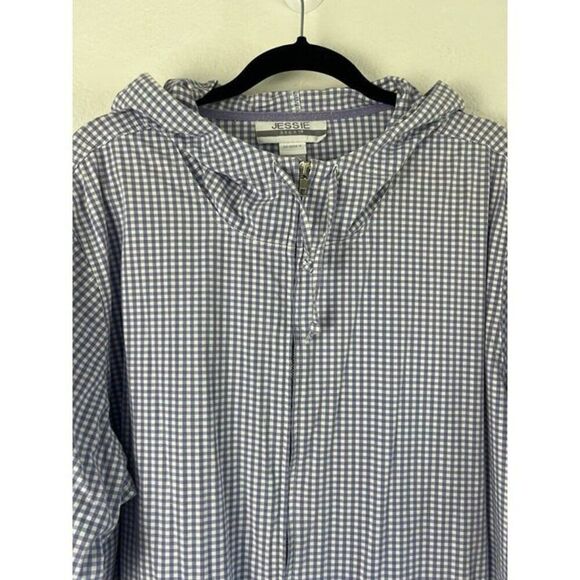 Jessie Sport Vintage Lavender Purple Checkered Full Zip Hoodie Jacket Size 20W - Picture 8 of 11